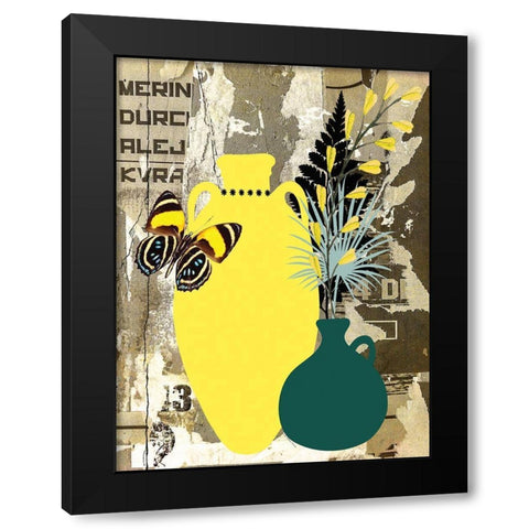 Garden Pots II Black Modern Wood Framed Art Print by Burney, Yvonne Coleman