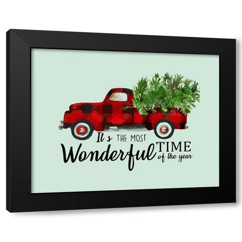 Plaid Truck Black Modern Wood Framed Art Print by Burney, Yvonne Coleman