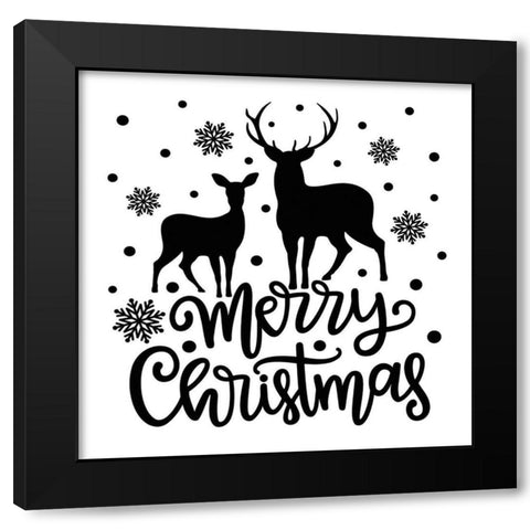 Deer Christmas Black Modern Wood Framed Art Print by Burney, Yvonne Coleman