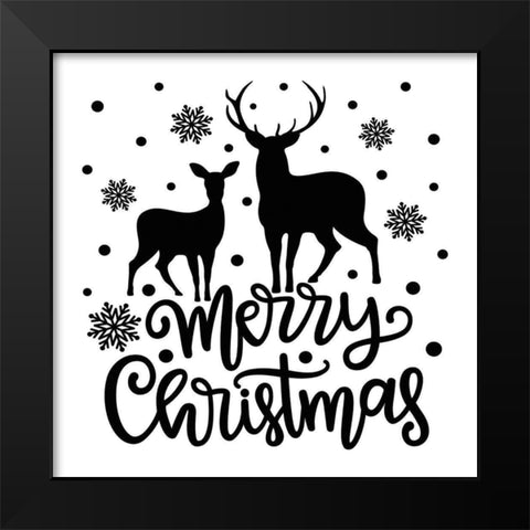 Deer Christmas Black Modern Wood Framed Art Print by Burney, Yvonne Coleman