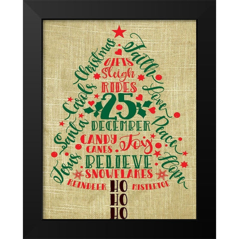 Ho Ho Christmas Tree Black Modern Wood Framed Art Print by Burney, Yvonne Coleman