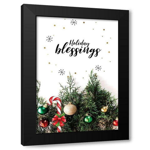 Holiday Blessings Black Modern Wood Framed Art Print by Burney, Yvonne Coleman
