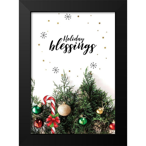Holiday Blessings Black Modern Wood Framed Art Print by Burney, Yvonne Coleman