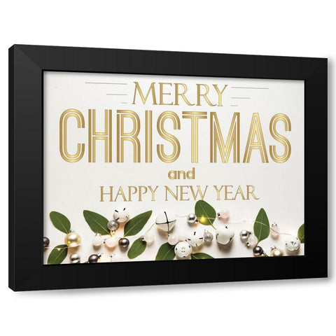 Merry Christmas Black Modern Wood Framed Art Print with Double Matting by Burney, Yvonne Coleman