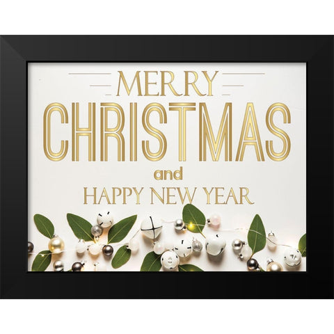 Merry Christmas Black Modern Wood Framed Art Print by Burney, Yvonne Coleman