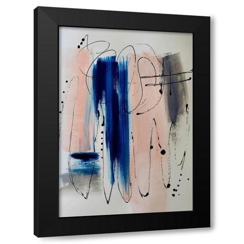Indigo Blush Black Modern Wood Framed Art Print by Burney, Yvonne Coleman