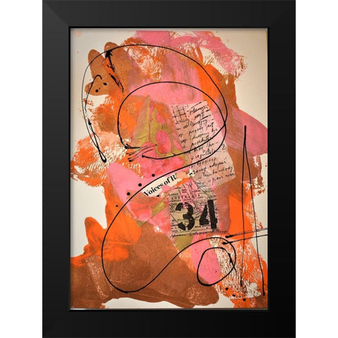 34 Voices Black Modern Wood Framed Art Print by Burney, Yvonne Coleman