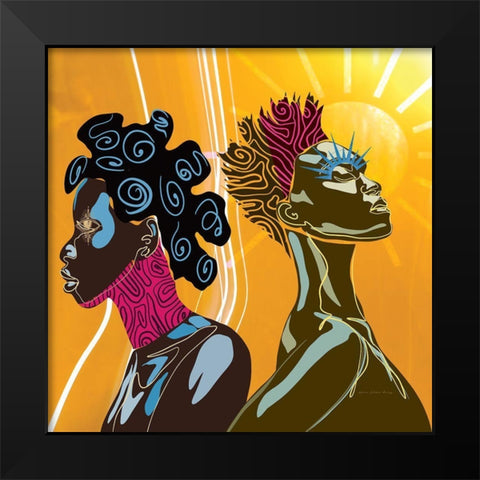 Sister Sister Black Modern Wood Framed Art Print by Burney, Yvonne Coleman