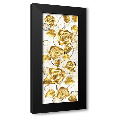 Gold Roses Black Modern Wood Framed Art Print with Double Matting by Burney, Yvonne Coleman