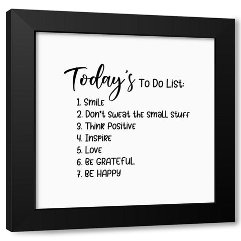 To Do List Black Modern Wood Framed Art Print by Burney, Yvonne Coleman