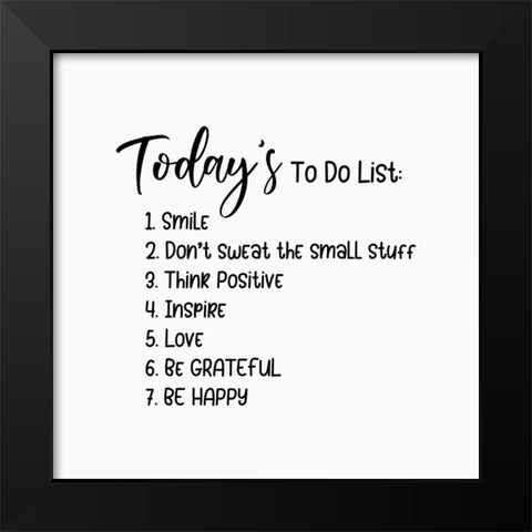 To Do List Black Modern Wood Framed Art Print by Burney, Yvonne Coleman