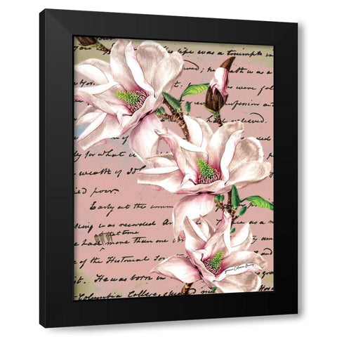 Blooming Pink Black Modern Wood Framed Art Print by Burney, Yvonne Coleman