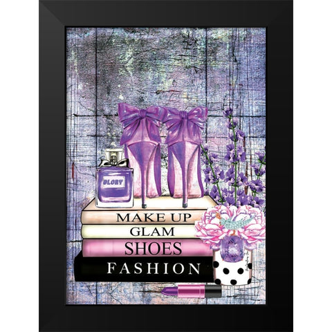 Books, Shoes and Fashion Black Modern Wood Framed Art Print by Burney, Yvonne Coleman