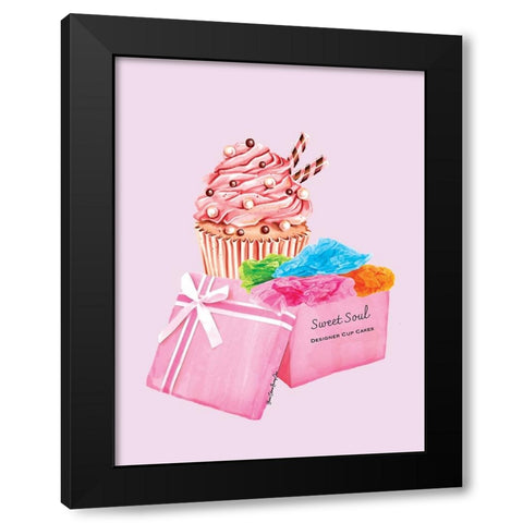 Sweet Soul Cupcakes Black Modern Wood Framed Art Print with Double Matting by Burney, Yvonne Coleman