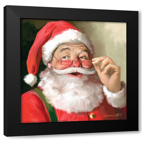Santa Black Modern Wood Framed Art Print by Yellow Cafe
