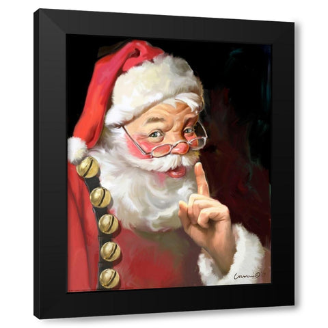 Shhh Santa Black Modern Wood Framed Art Print with Double Matting by Yellow Cafe