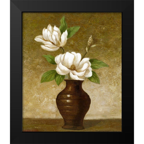 Flowering Magnolia Black Modern Wood Framed Art Print by Yellow Cafe