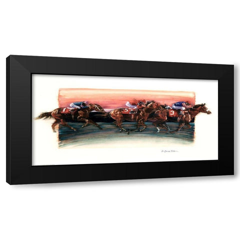 Horse Race Black Modern Wood Framed Art Print by Yellow Cafe