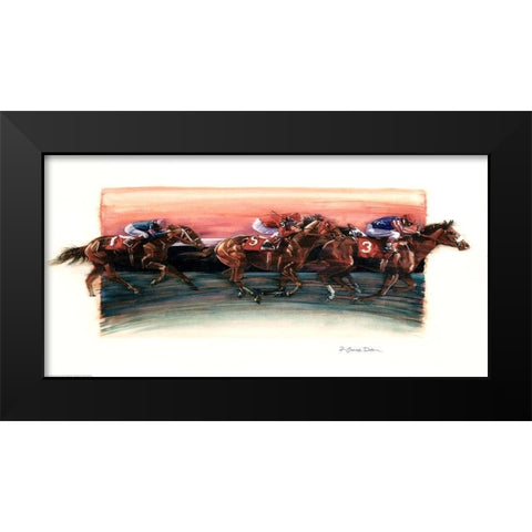 Horse Race Black Modern Wood Framed Art Print by Yellow Cafe