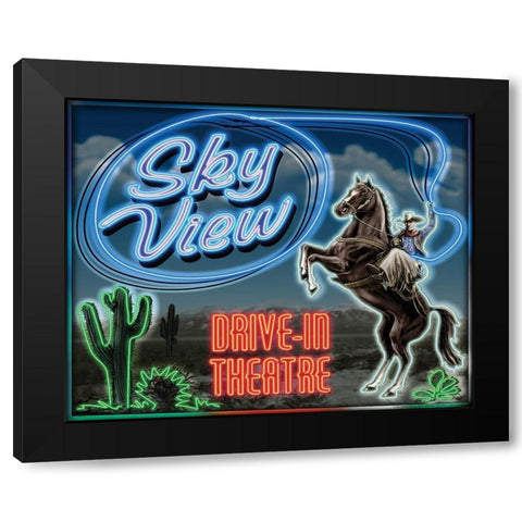 Skyview Drive In II Black Modern Wood Framed Art Print by Yellow Cafe