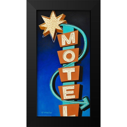 Hotel Motel Black Modern Wood Framed Art Print by Yellow Cafe