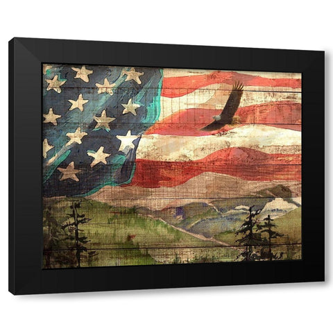 Flag Black Modern Wood Framed Art Print with Double Matting by Yellow Cafe