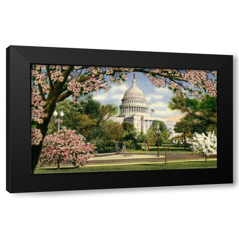 US Capitol Black Modern Wood Framed Art Print by Yellow Cafe