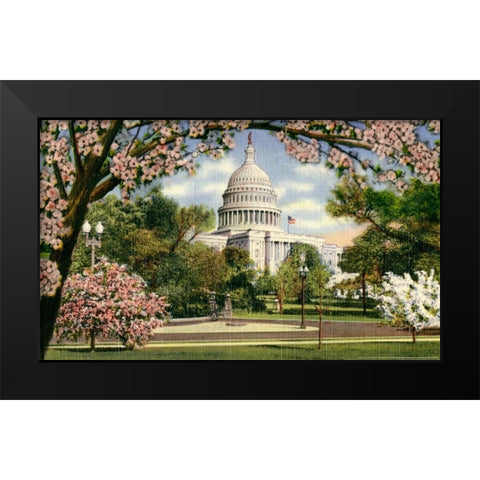 US Capitol Black Modern Wood Framed Art Print by Yellow Cafe