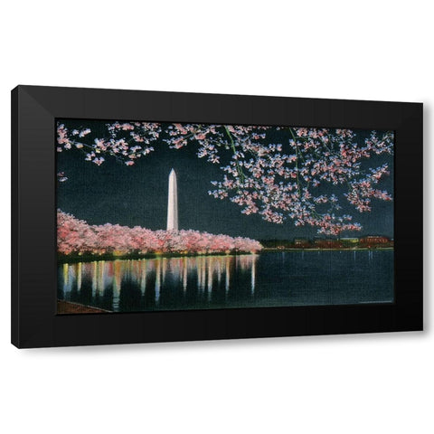 Washington at Night Black Modern Wood Framed Art Print with Double Matting by Yellow Cafe