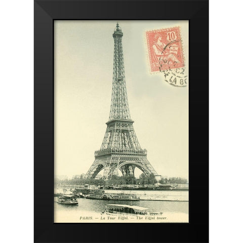 Tower Stamped Black Modern Wood Framed Art Print by Yellow Cafe