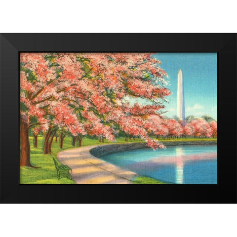 Washington DC Black Modern Wood Framed Art Print by Yellow Cafe