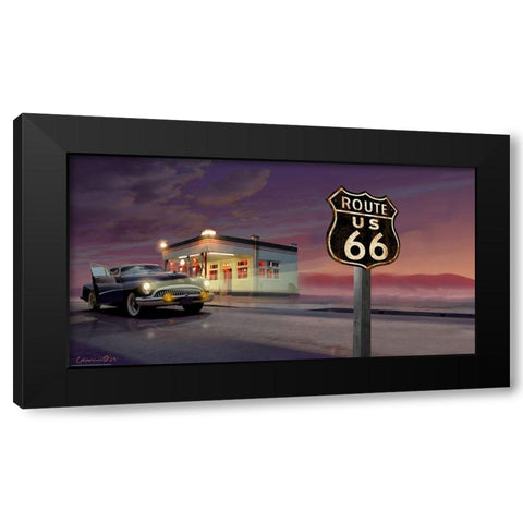 Route 66 Black Modern Wood Framed Art Print with Double Matting by Yellow Cafe