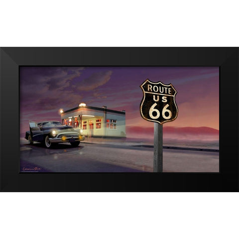Route 66 Black Modern Wood Framed Art Print by Yellow Cafe