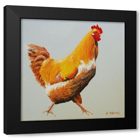 Blonde Chicken Black Modern Wood Framed Art Print by Yellow Cafe