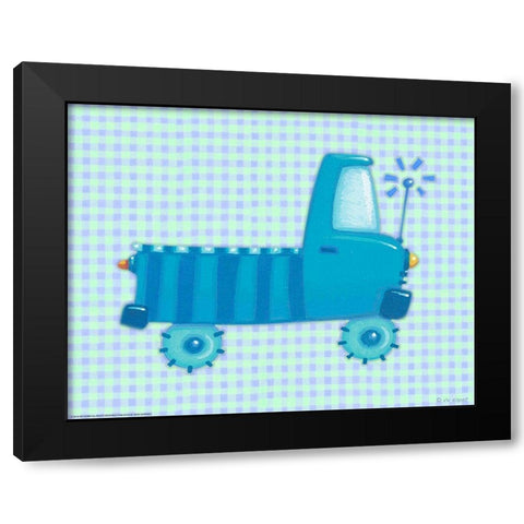 Blue Truck Black Modern Wood Framed Art Print by Yellow Cafe