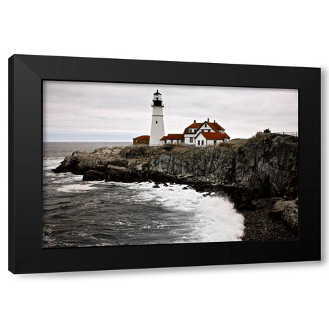 Lighthouse Black Modern Wood Framed Art Print by Yellow Cafe