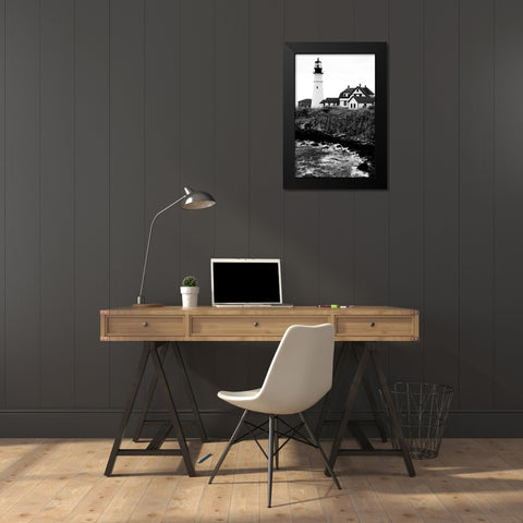 Black and Lighthouse Black Modern Wood Framed Art Print by Yellow Cafe