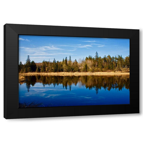 Lake Reflections Black Modern Wood Framed Art Print by Yellow Cafe