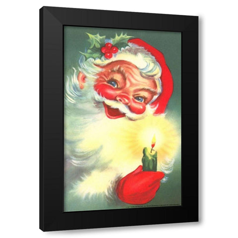 Santa Candle Black Modern Wood Framed Art Print by Yellow Cafe