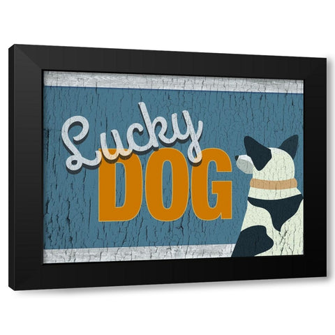 Lucky Dog Black Modern Wood Framed Art Print by Yellow Cafe