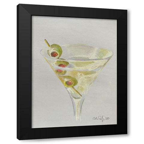 Martini Time Black Modern Wood Framed Art Print by Yellow Cafe