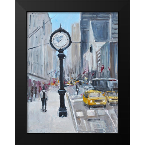 City Streets Black Modern Wood Framed Art Print by Yellow Cafe