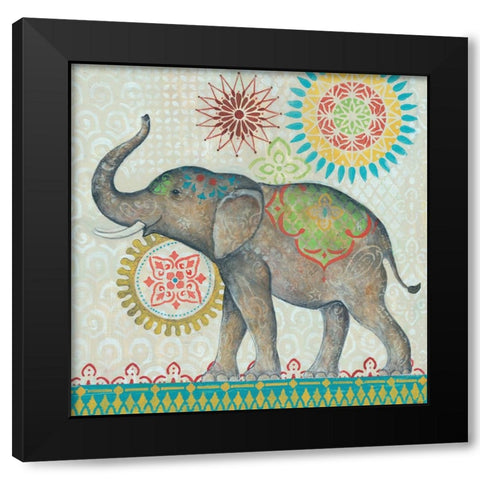 Elephant Black Modern Wood Framed Art Print with Double Matting by Yellow Cafe
