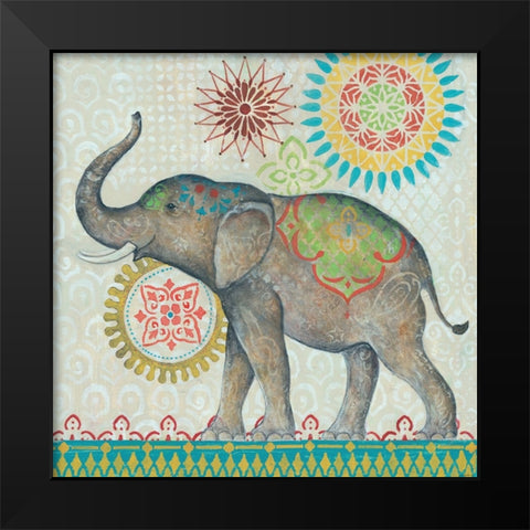 Elephant Black Modern Wood Framed Art Print by Yellow Cafe
