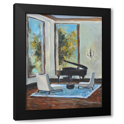 Sitting Room Black Modern Wood Framed Art Print with Double Matting by Yellow Cafe