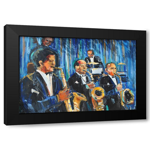Horn Section Black Modern Wood Framed Art Print with Double Matting by Yellow Cafe