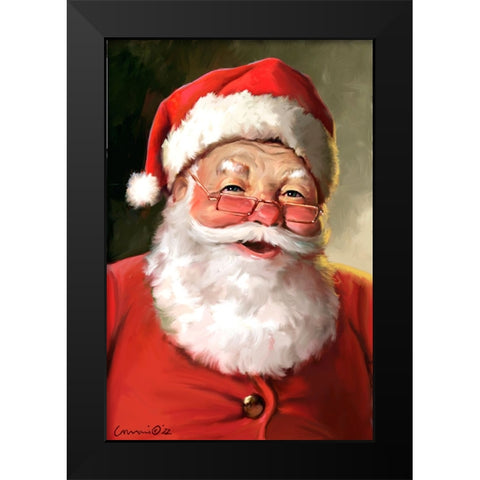 Santa Close Up Black Modern Wood Framed Art Print by Yellow Cafe