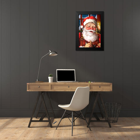 Working Santa Black Modern Wood Framed Art Print by Yellow Cafe