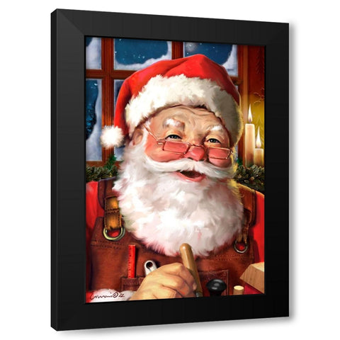 Working Santa Black Modern Wood Framed Art Print by Yellow Cafe