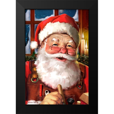 Working Santa Black Modern Wood Framed Art Print by Yellow Cafe